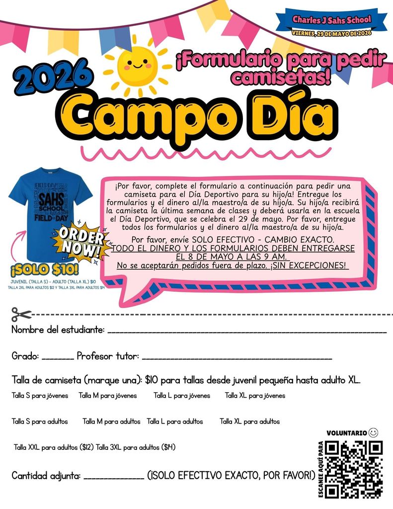 Field day shirt order Spanish