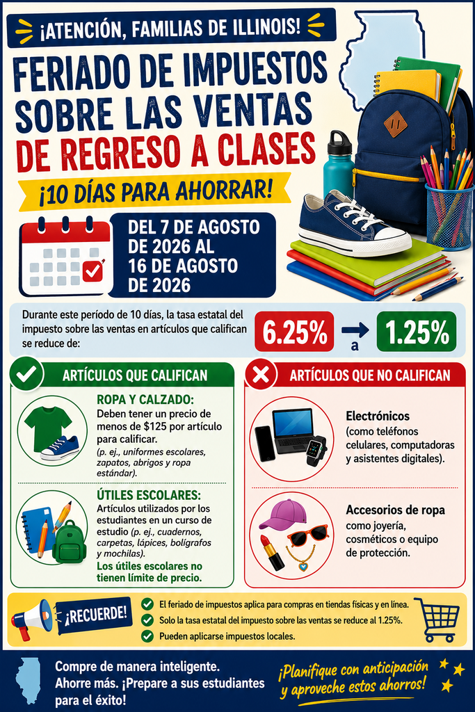 Illinois Back to School Sales Tax Holiday - Spanish
