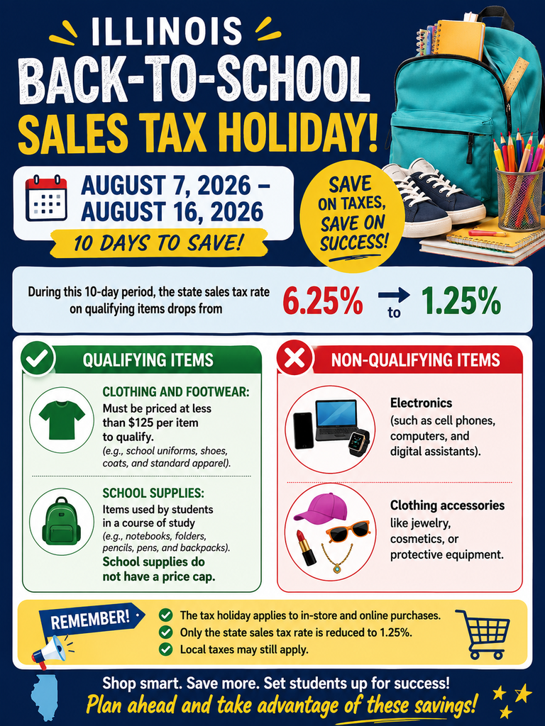 Illinois Back to School Sales Tax Holiday