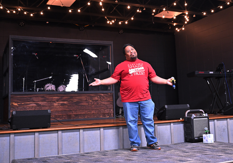 man finished singing