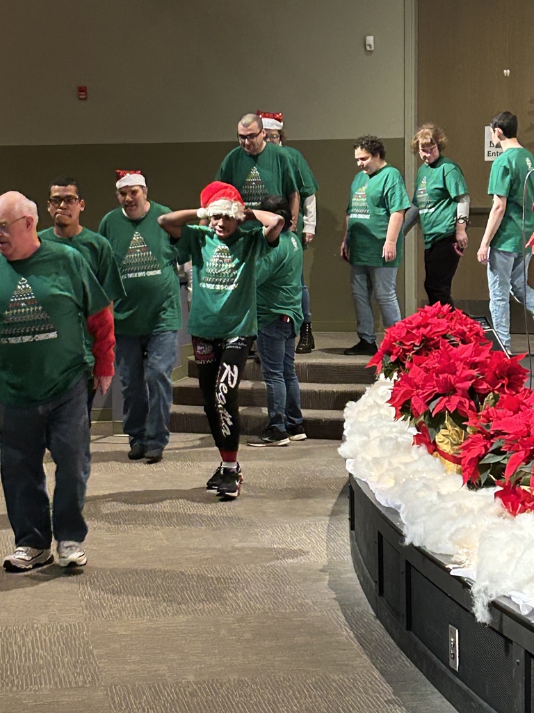 group waling off stage