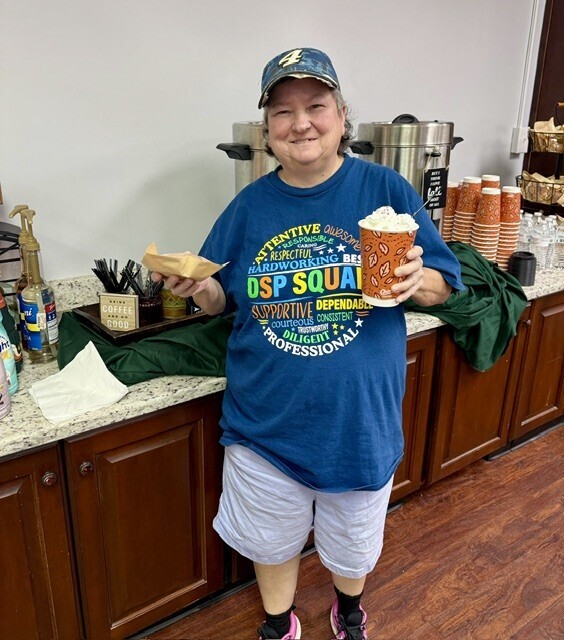 DSP Jenny with coffee