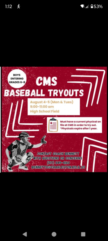CMS Baseball Tryout