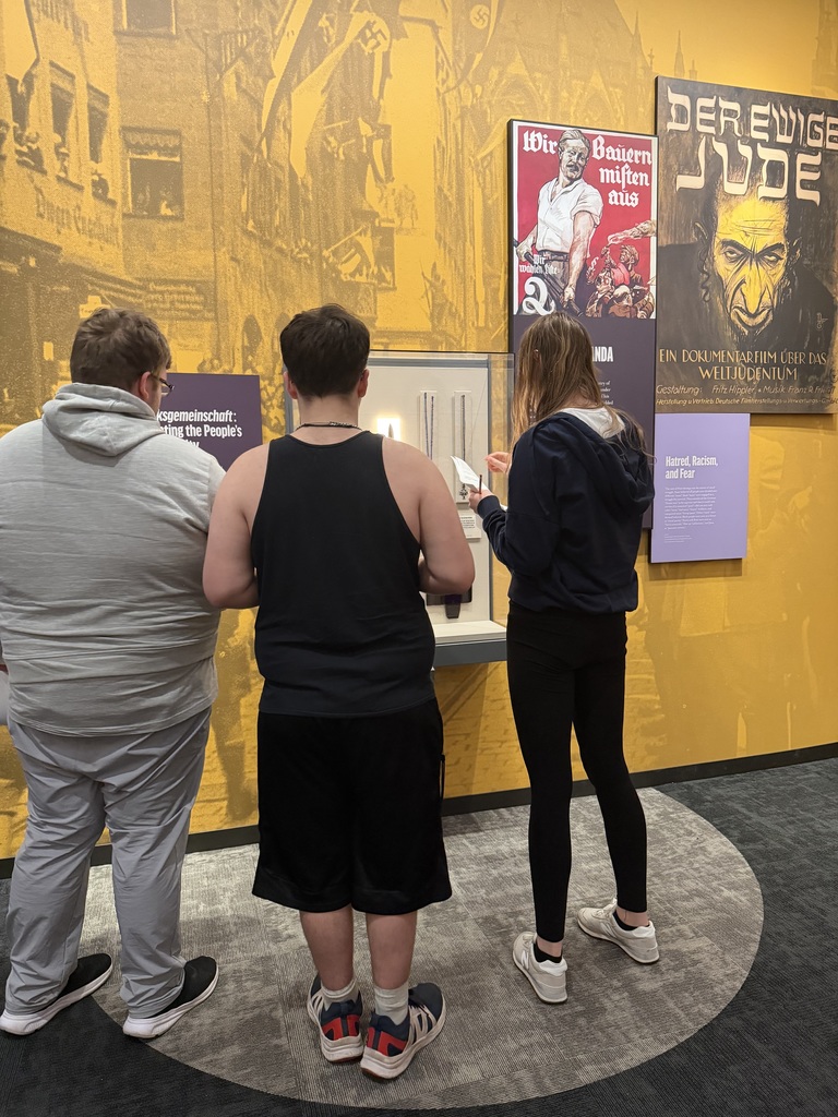 Students looking at artifacts