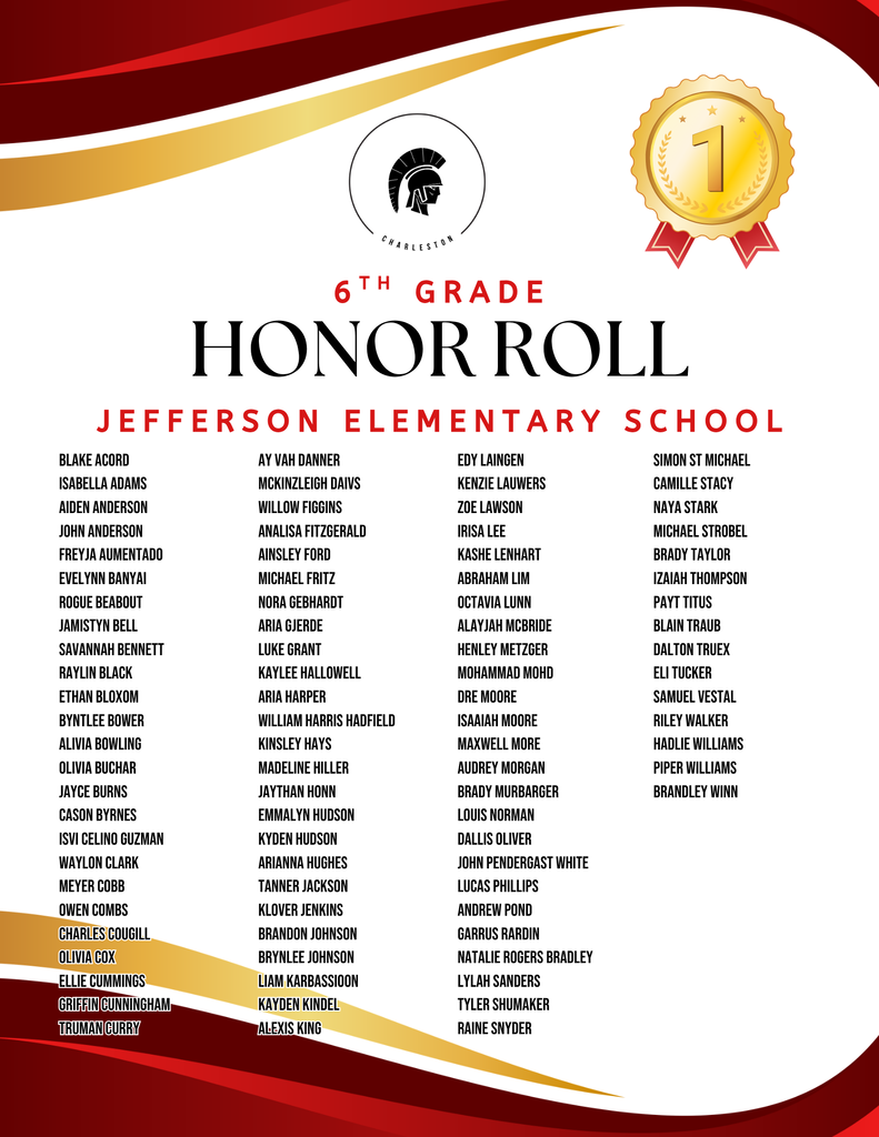 6th grade honor roll