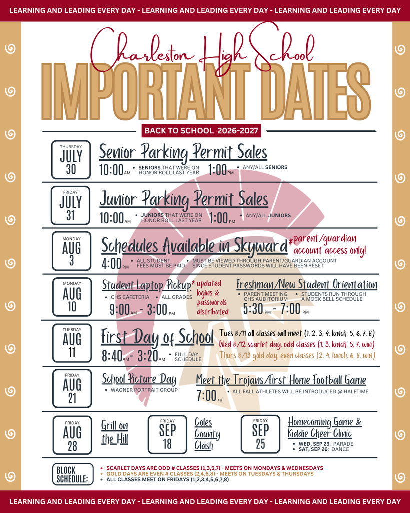 CHS important dates 26-27