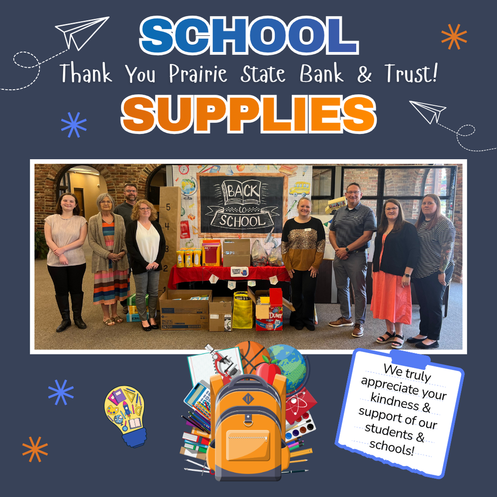 school supplies from Prairie State Bank