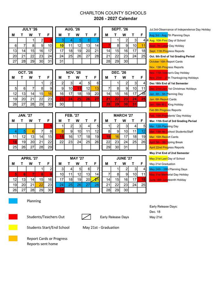 2026-2027 School Calendar