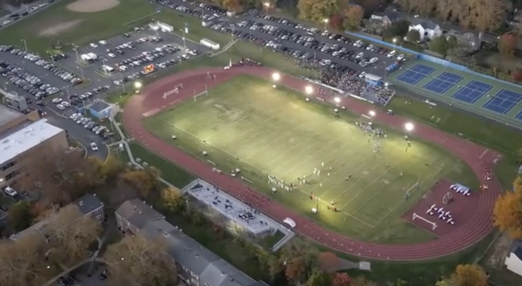 Aerial shot of football field