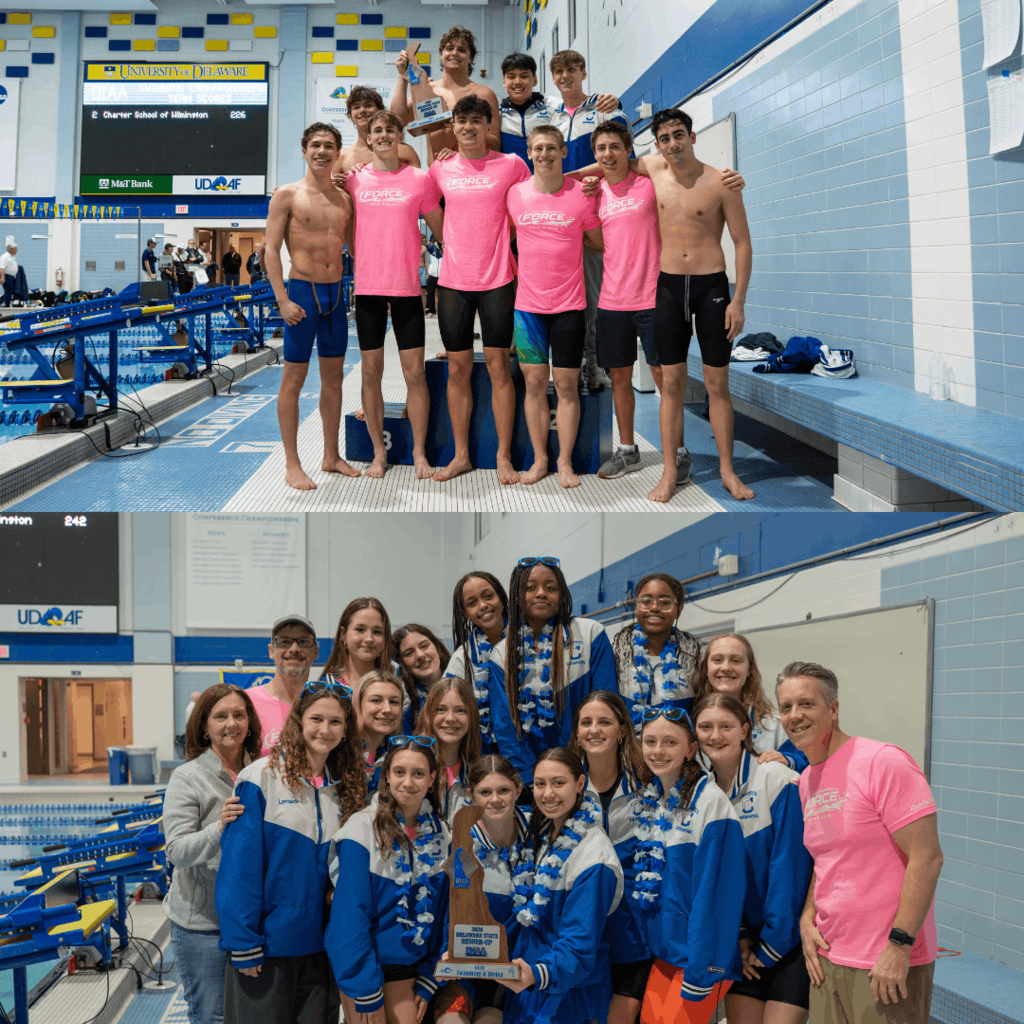 Girls and boys swimming