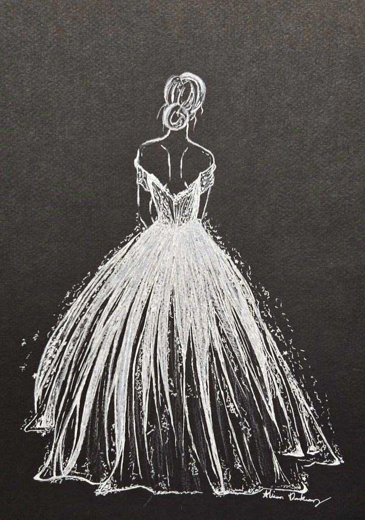 Girl, white on black