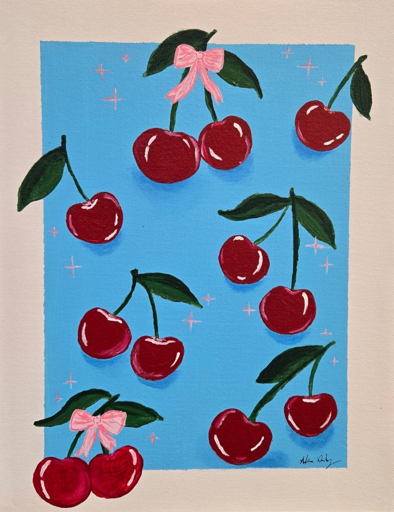 Cherries acrylic paint