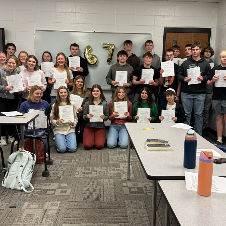 Students celebrating 67 days of grammar