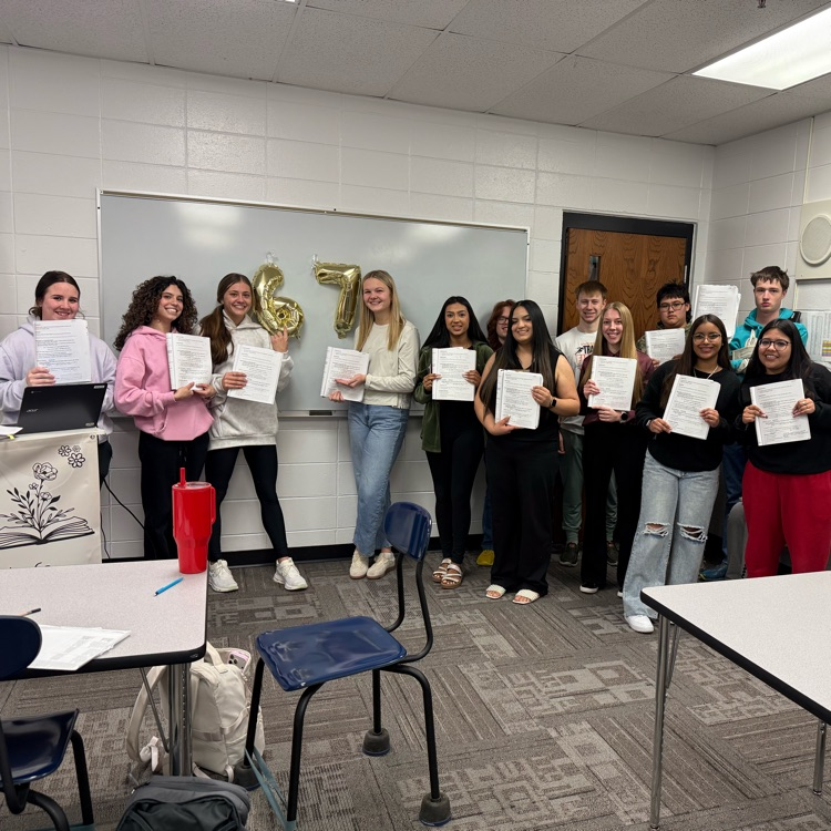 Students celebrating 67 days of grammar