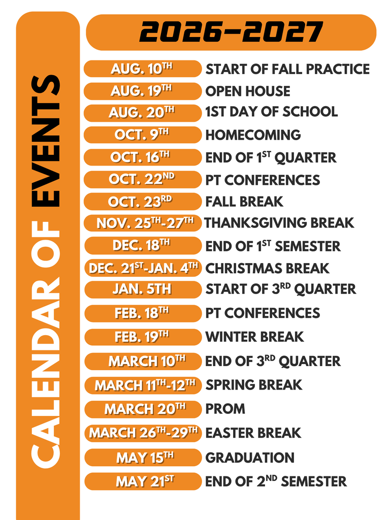Calendar of events