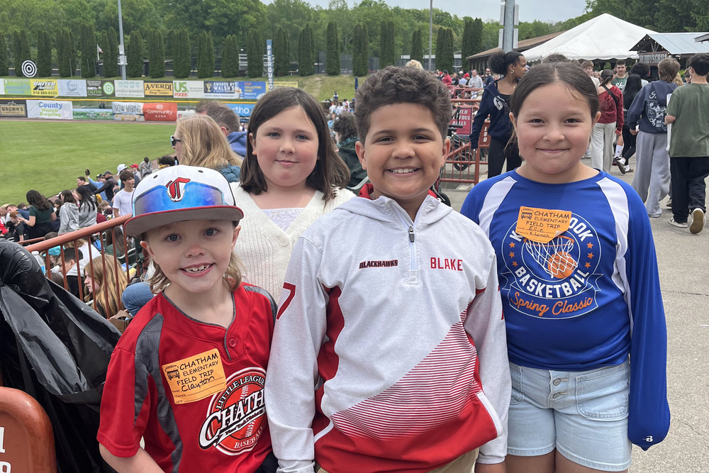 students at baseball stadium