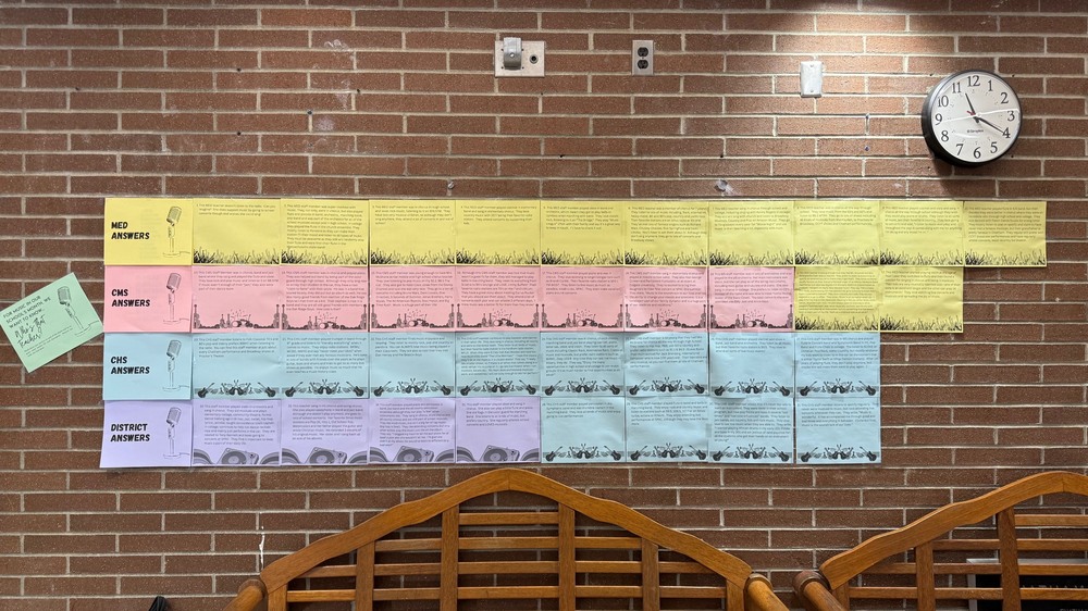 Dispkay of mystery teachers showing writeups of their musical accomplishments