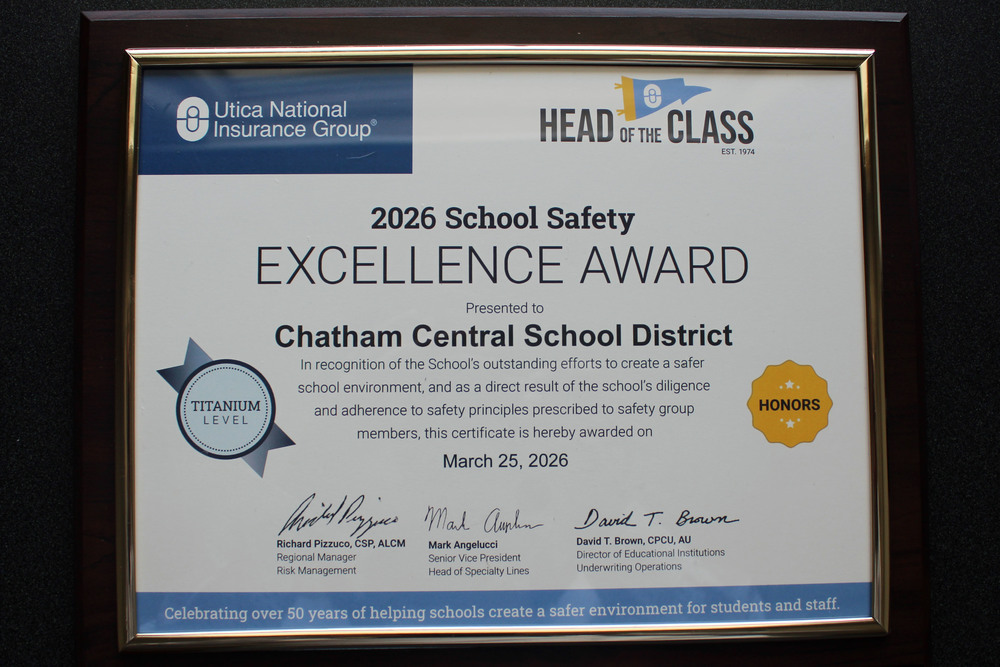 2026 School Safety Award certificate