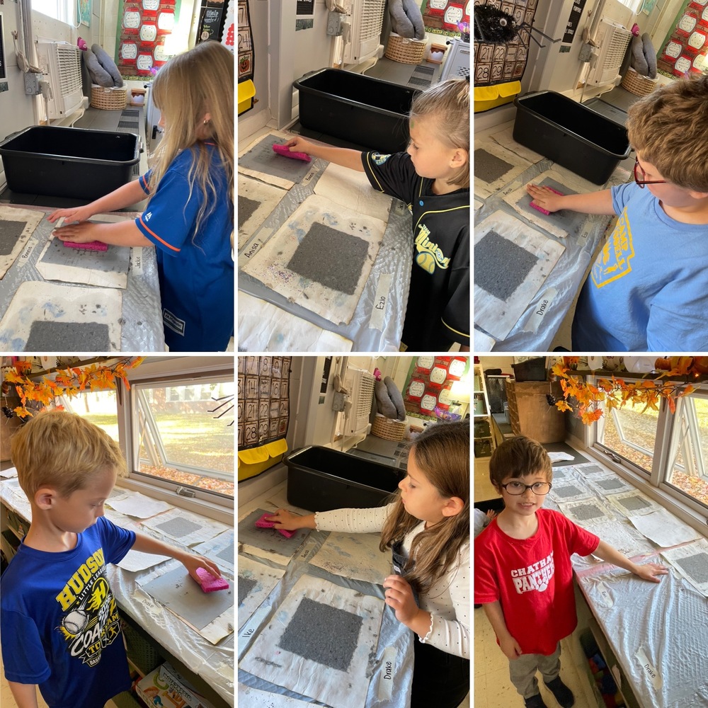 collage of students making paper