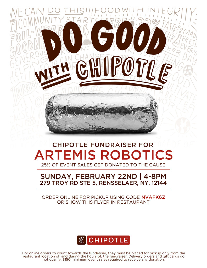 Chipotle Artemis Robotics fundraiser flyer