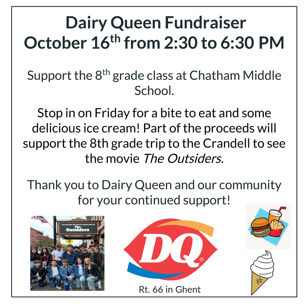 8th Grade Dairy Queen Fundraiser flyer