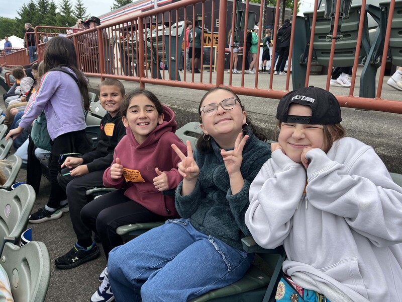 students at baseball stadium