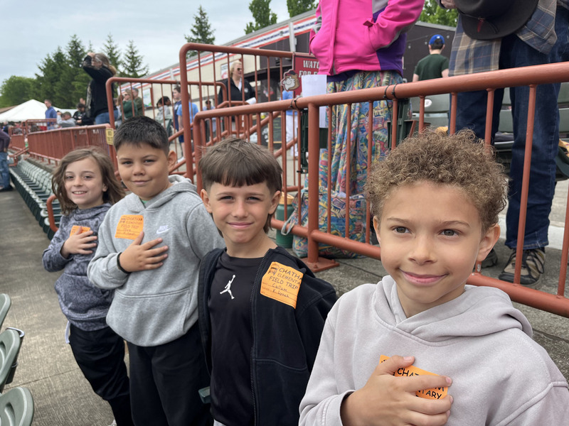 students at baseball stadium