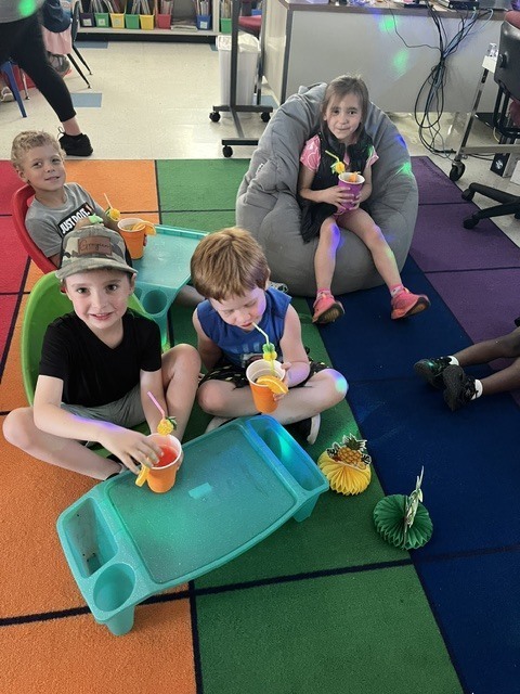 student drinking juice