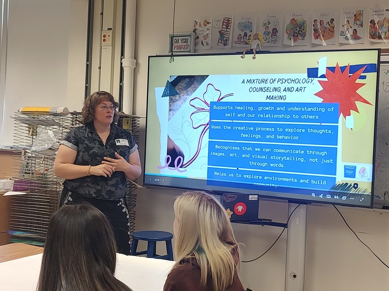 woman giving presentation