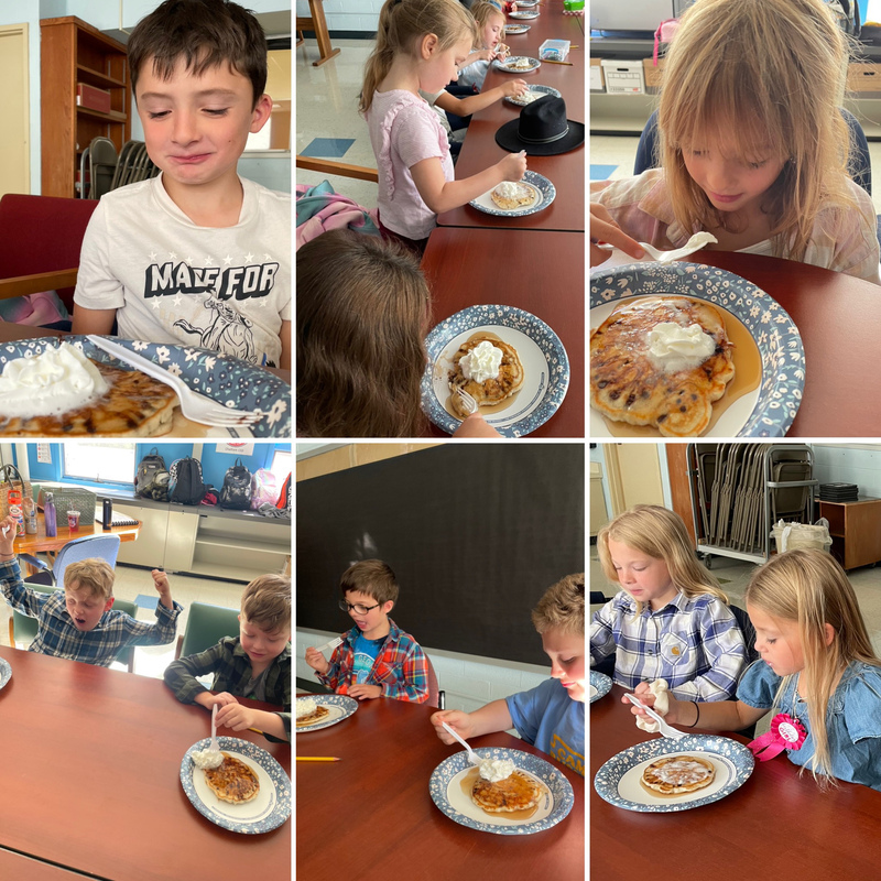 collage of students eating flapjacks