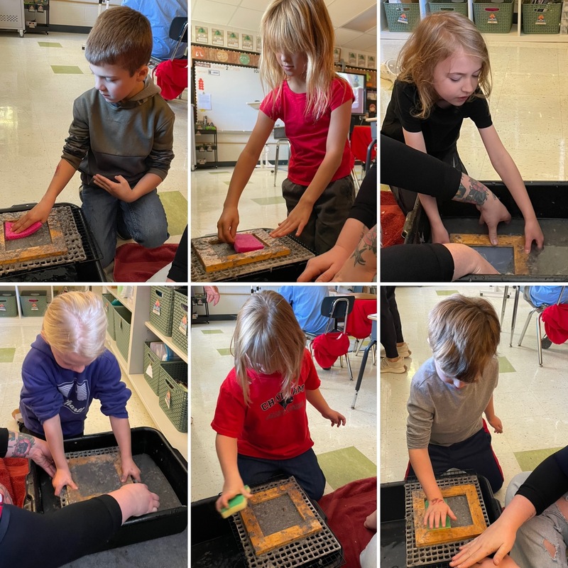collage of students making paper