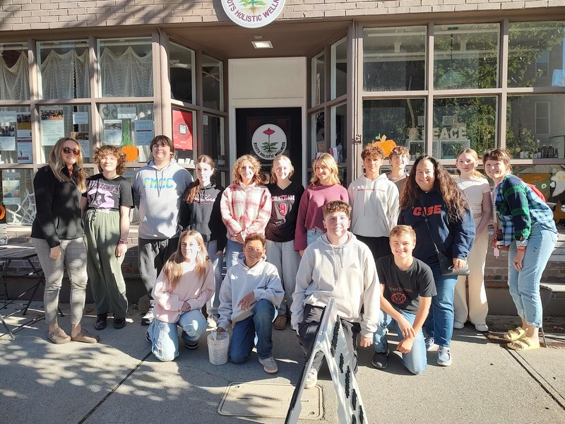 group photo of students on main street