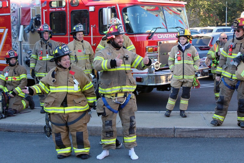 teacher wearing bunker gear