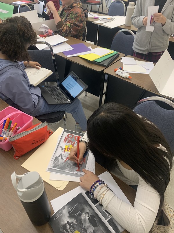 students working on project at desks
