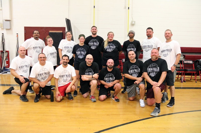 team photo of staff basketball teams together