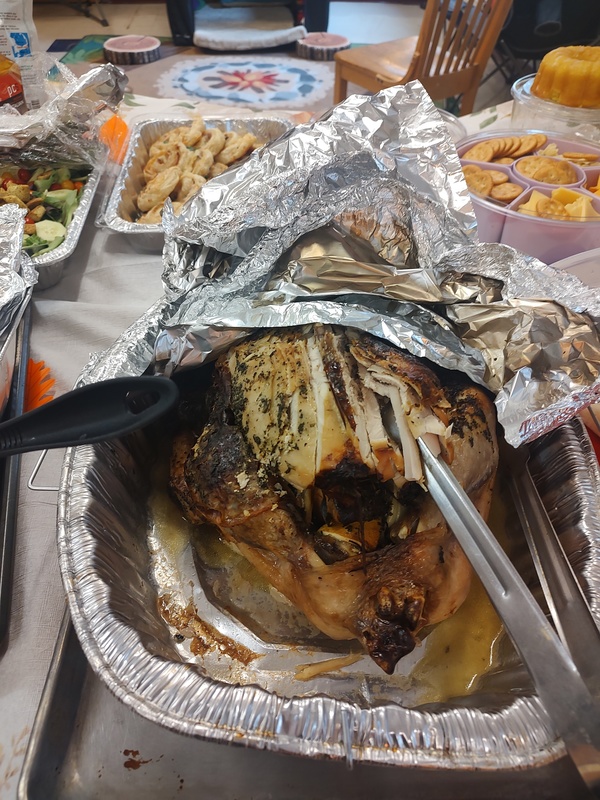 Thanksgiving turkey in pan