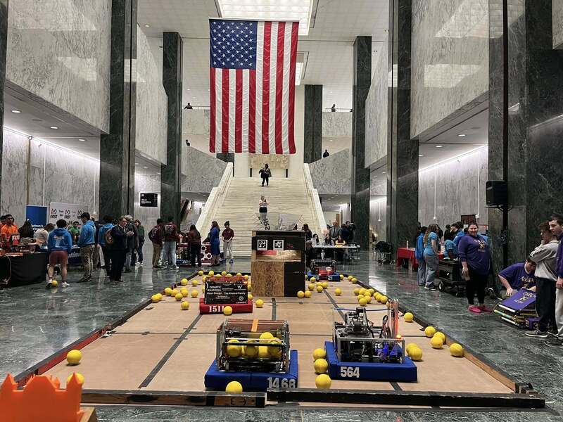 robots running demonstration in Legislative Office Building