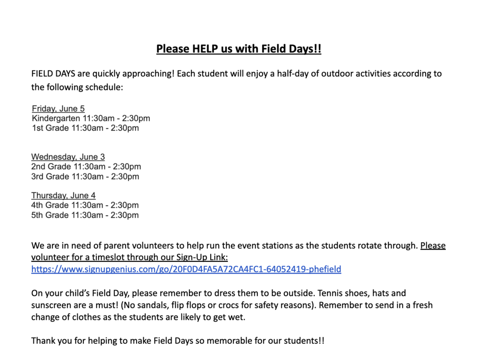 Field Day Information
