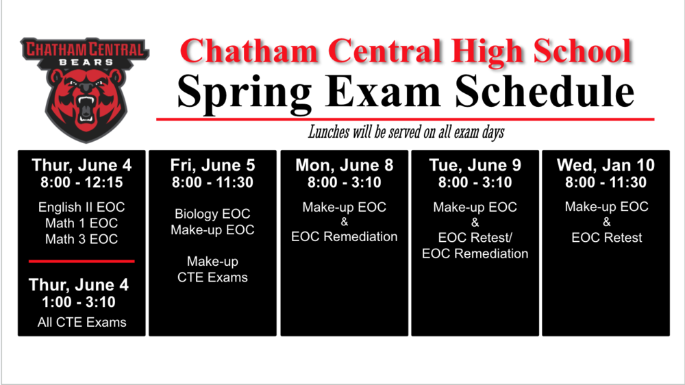 2026 Spring Exam Schedule