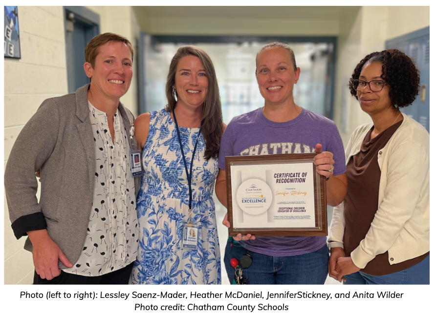 Chatham Middle School’s Jennifer Stickney Named Chatham County Schools’ Fall 2026 Exceptional Children Educator of Excellence