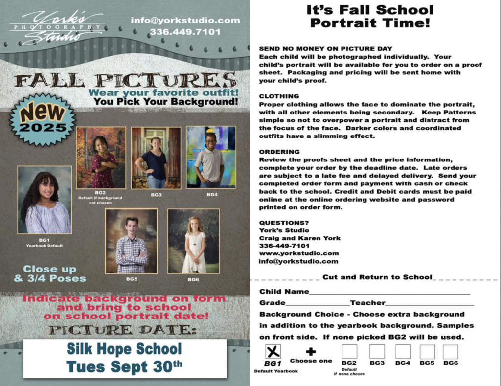 Fall Picture Day Order Form 