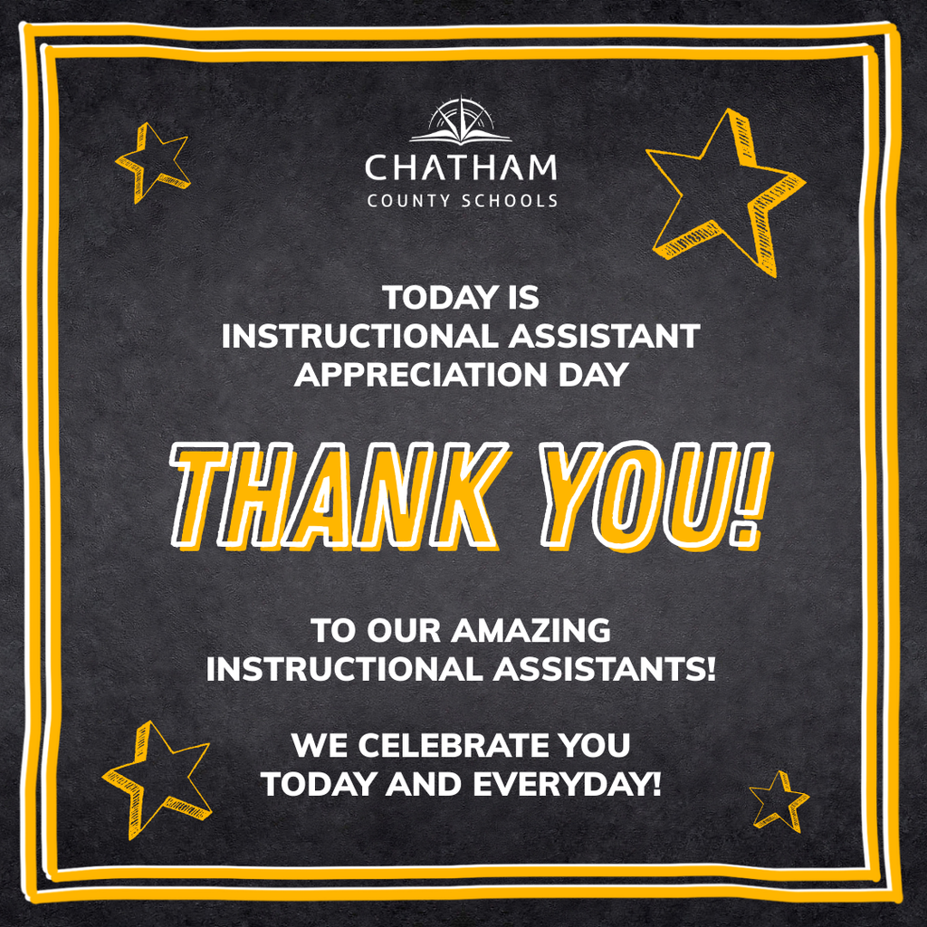 Today we celebrate the Instructional Assistants who make learning possible behind the scenes. 💪  From supporting teachers to uplifting students, their impact is HUGE and their work is essential. 💛🍎  Thank you for your dedication, heart, and hustle — we see you, and we appreciate you! 🙌  💬 Know a great IA? Tag them and show some love below! 👇  #OneChatham #ElevateChatham