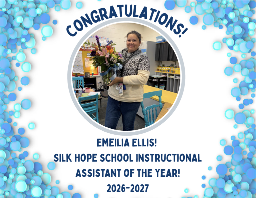 Congratulations to Emeilia Ellis, our Instructional Assistant of the Year for 2026-2027!