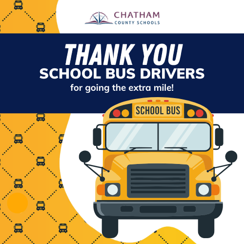 Happy School Bus Driver Appreciation Day!  Rain or shine, early mornings and busy afternoons, our bus drivers show up with care, patience, and dedication to safely get our students where they need to be.  Thank you for being the first smile of the day and the last wave goodbye. We appreciate you more than words can say! 💛  #ONEChatham #ElevateChatham
