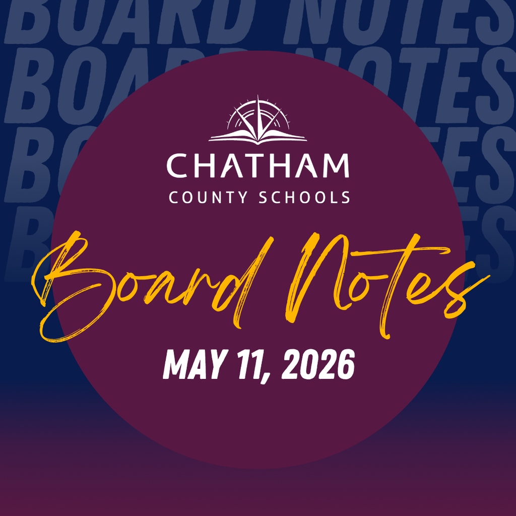 📝 BOARD NOTES: May 11, 2026 In tonight's Chatham County Schools Board of Education meeting, the Board recognized outstanding student academic and athletic achievements, honored members of the Student Advisory Council, and celebrated staff and student award recipients across the district. The Board also approved the FY2026-2027 Local Appropriations Request, School Nutrition Budget, and a first-of-its-kind Mutual Aid Agreement with local charter and private schools focused on emergency response collaboration. Read the full Board Notes summary here: https://www.chatham.k12.nc.us/o/ccs/article/2888694 #OneChatham #ElevateChatham
