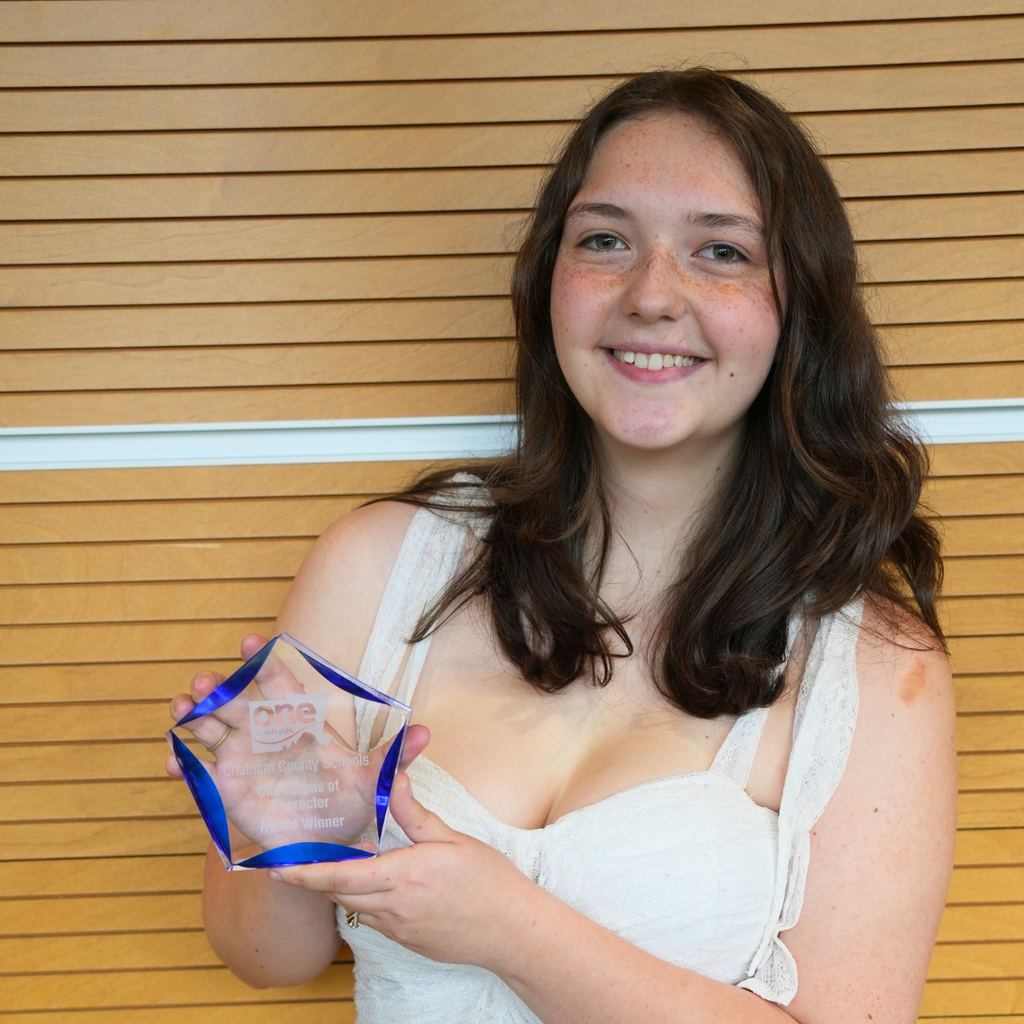 🌟 Congratulations to our May Champion of Character recipient for Citizenship & Service to the Community, Kayle Maxfield of Chatham Early College! 🌟  Kayle exemplifies what it means to lead through service. Throughout high school, she has dedicated more than 1,000 volunteer hours and led over 20 service projects focused on supporting students, advocating for youth voices, improving mental health, protecting the environment, and strengthening the Chatham County community.  From creating therapeutic art opportunities and peer tutoring programs for middle school students, to advocating for cleaner water and helping launch youth advisory councils, Kayle has consistently used her voice and talents to make a difference. Her nominators described her as a humble, compassionate, and inspiring leader who not only serves her community, but encourages others to serve alongside her.  Thank you, Kayle, for showing what true citizenship, leadership, and community service look like. We are proud to celebrate your impact across Chatham County! ❤️👏  #ONEChatham #ElevateChatham