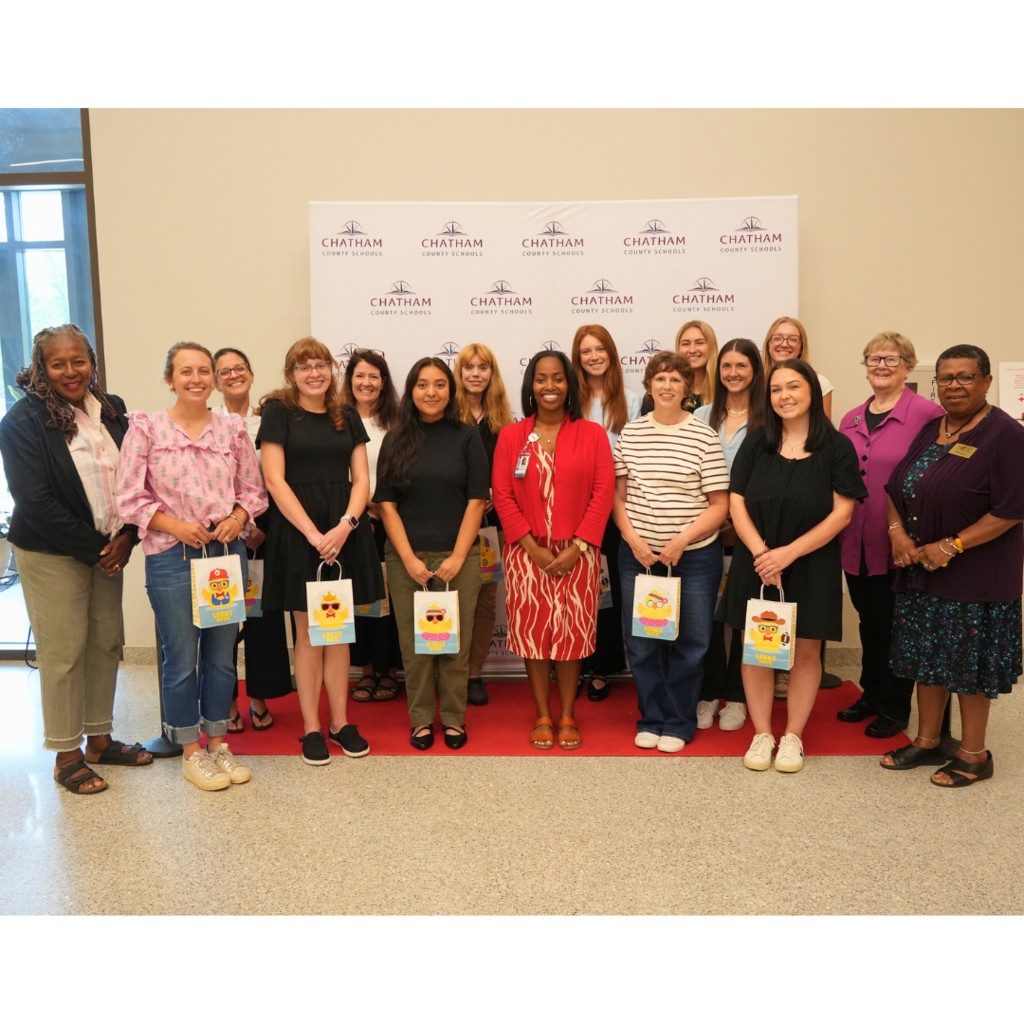 We’ve officially welcomed the newest members of the CCS family! 🎉  On Wednesday, nearly 100 new educators participated in our day-long New Employee Orientation at Central Services. Armed with their laptops, new district credentials, plenty of information (and a lot of excitement), this year’s cohort is gearing up to meet their students in less than TWO weeks!  During the afternoon, our newest employees also had the opportunity to connect with community partners and organizations during a vendor fair. We are grateful to the following partners for joining us and helping our new employees learn more about the resources, services, and support available to them:  • Equitable Advisors • Chatham County Association of Educators • Empower • Chatham Education Foundation • Horace Mann • Professional Educators of NC • United Way • Central Electric Membership Corporation • Value Teachers • Pierce Group  Our Beginning Teachers (BTs) returned for Day 2, where they received a special message from members of the Chatham County Retired Educators Association. These veteran educators shared words of wisdom, encouragement, and lessons learned from years in the classroom with our newest teachers as they prepare to begin their careers in education.  We are so grateful to our community partners and retired educators for helping us welcome and support the newest members of our team, and we couldn’t be more excited to see what our newest CCS educators will accomplish this year.  Welcome to Chatham County Schools! 💙 Here’s to a great start to the school year! #ONEChatham #ForwardTogether