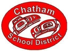 red and white tribal raven heads with the words Chatham School District around them