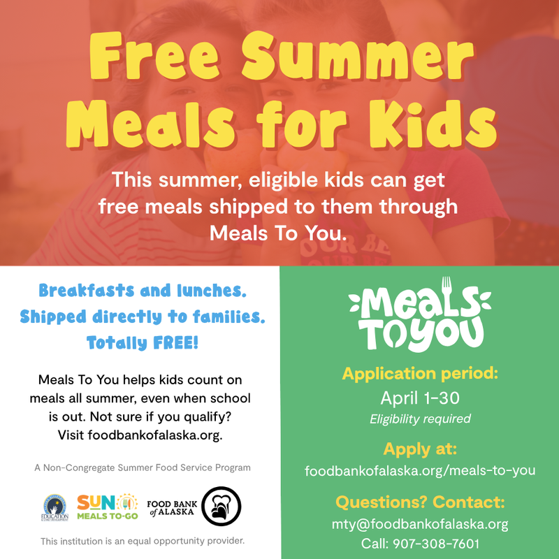 signage regariding the alaskan student free summer meals for kids