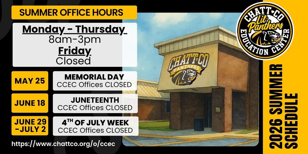 2026 CCEC Summer Office Hours Monday - Thursday: 8am-3pm Friday: Closed May 25: Memorial Day - CCEC Offices Closed June 18: Juneteenth - CCEC Office Closed June 29-July 2: 4th of July Week - CCEC Offices Closed